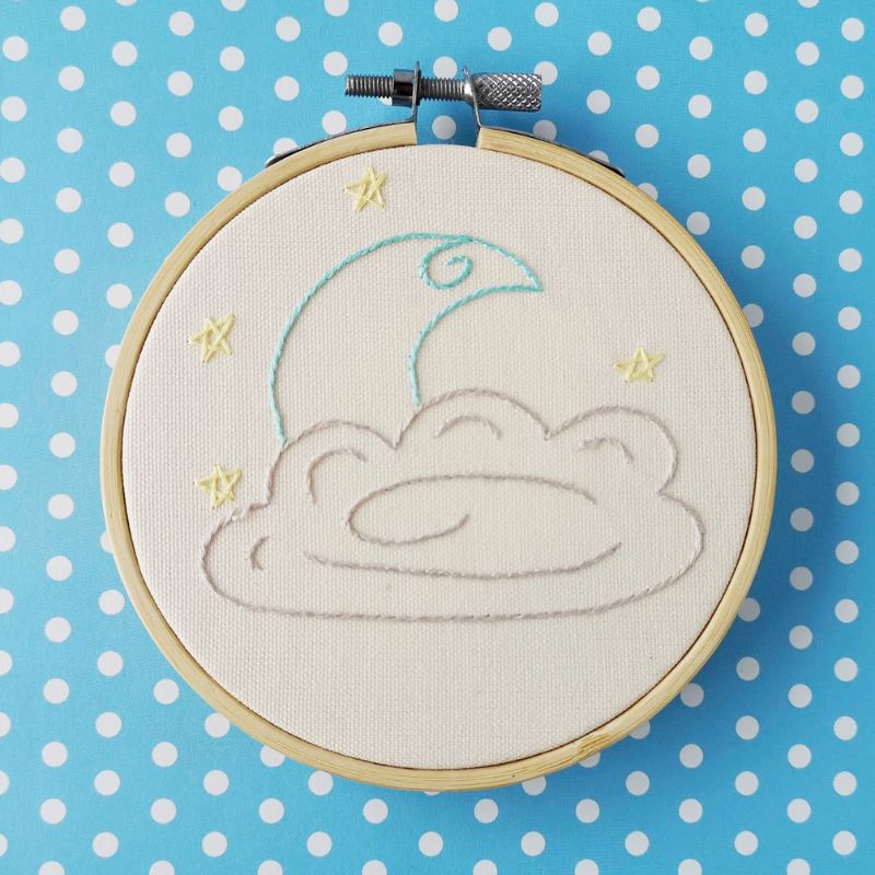 Baby Moon hand embroidery pattern. Pdf design with detailed instructions for beginners