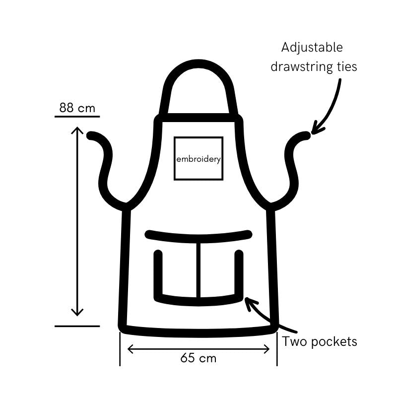 Light Brown Apron with Pockets - with “Regole Della Cucina” embroidery - Kitchen Apron with Adjustable Strap