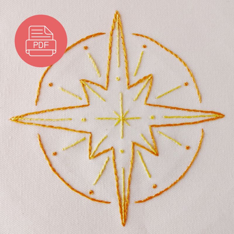 North Star PDF pattern for hand embroidery