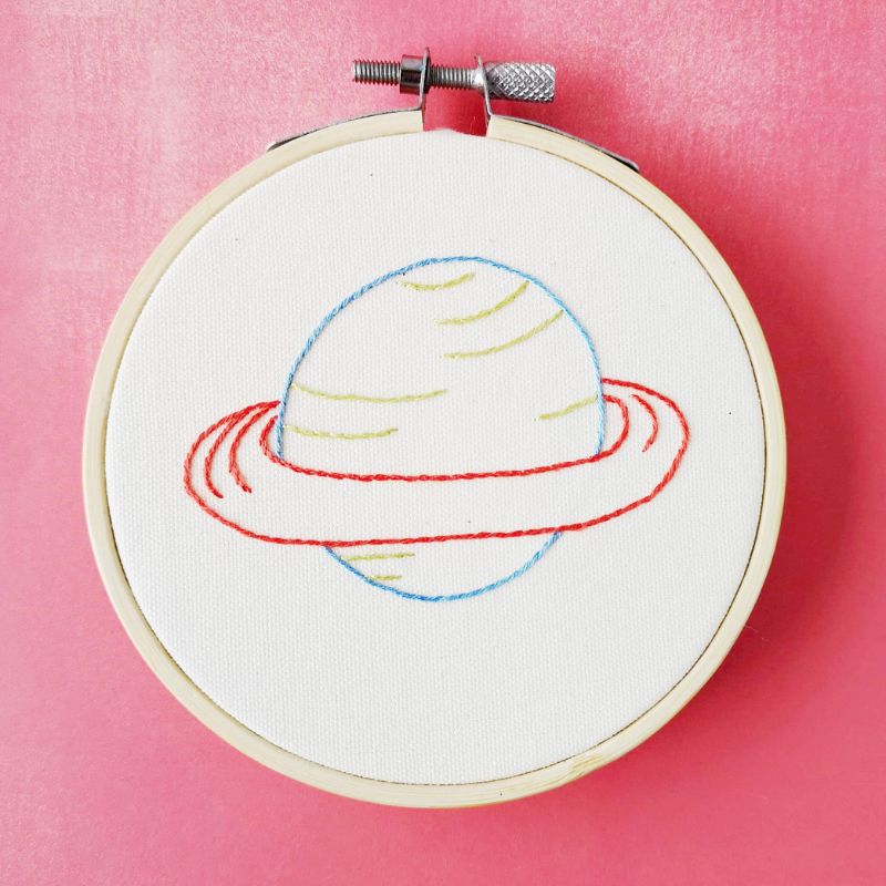 Planet Saturn – hand embroidery pdf pattern and instructions for beginners
