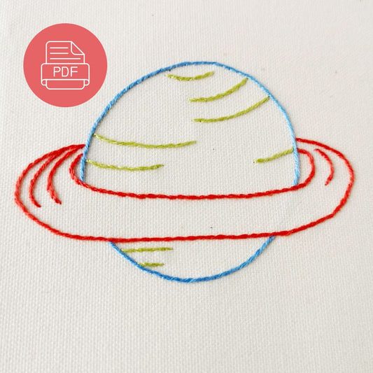 Planet Saturn – hand embroidery pdf pattern and instructions for beginners