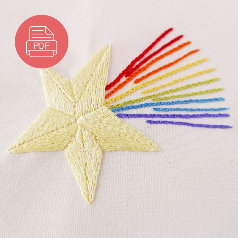 Rainbow Star pdf pattern for hand embroidery
