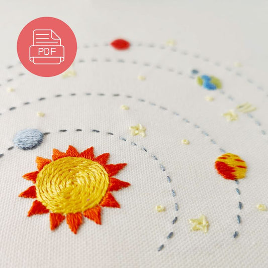 Solar System hand embroidery pdf pattern and instructions