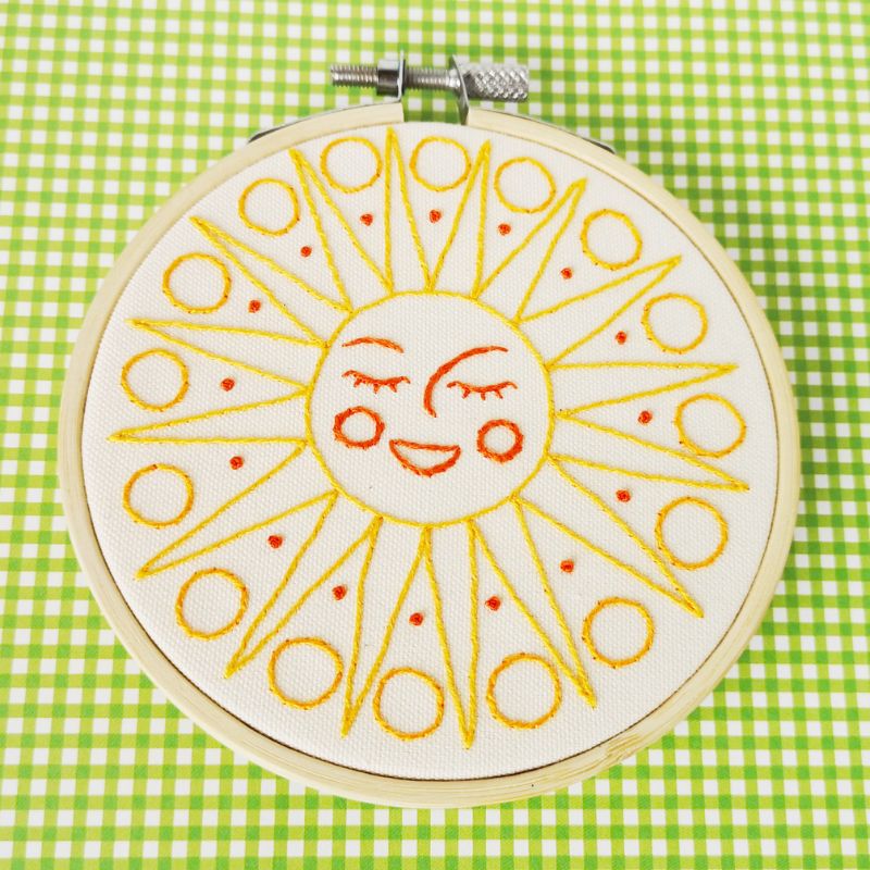 Young Sun embroidery pdf pattern and instructions, simple embroidery design for beginners